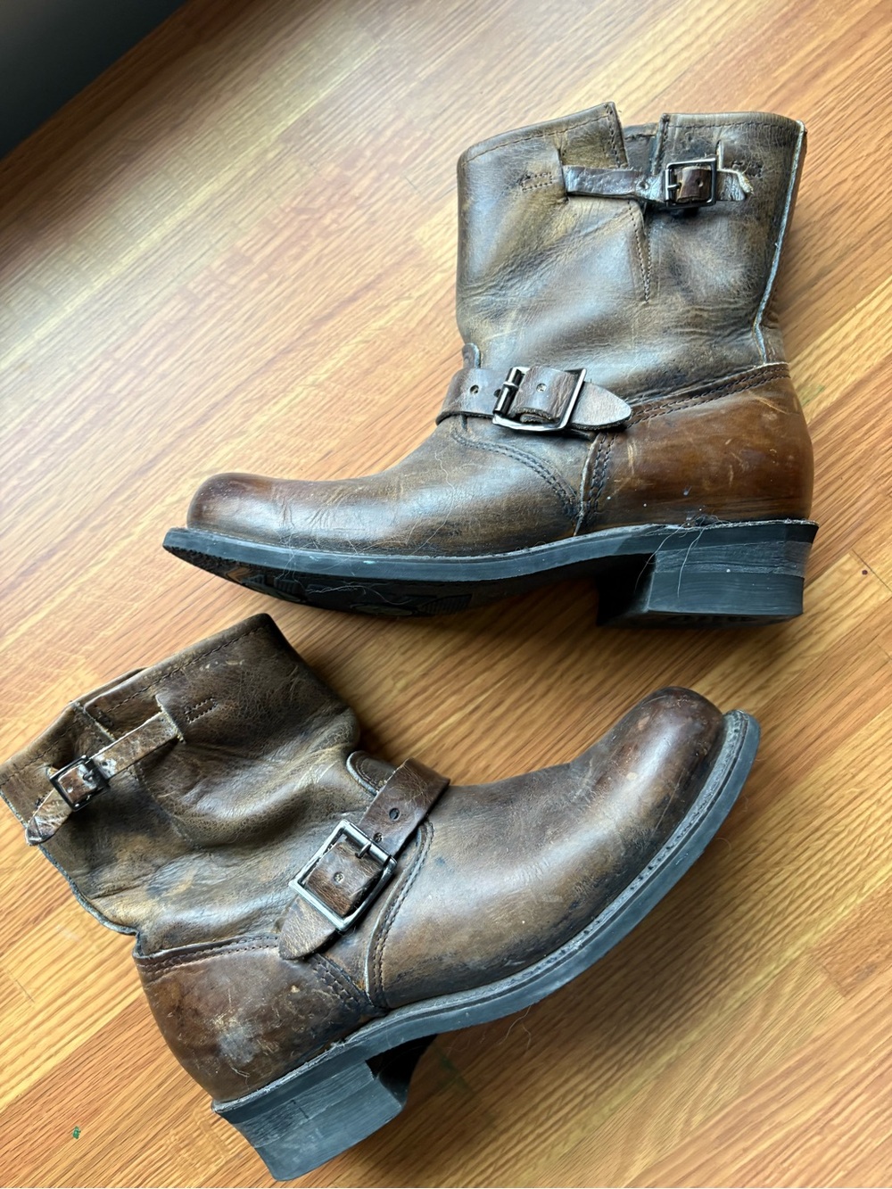 Brown Leather Engineer Boots -Women